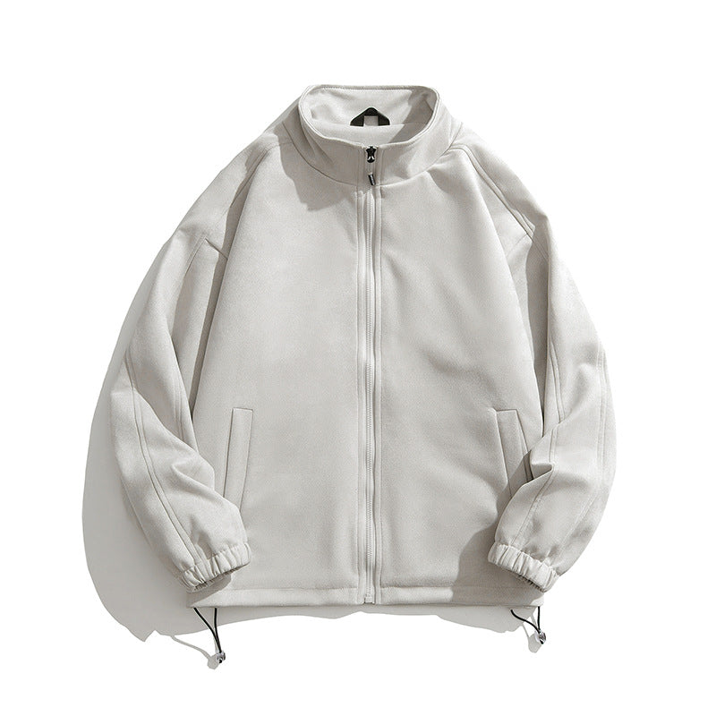 Damen sportliche Fleece-Jacke mit hohem Kragen und seitlichen Reißverschlusstaschen ModeGeist