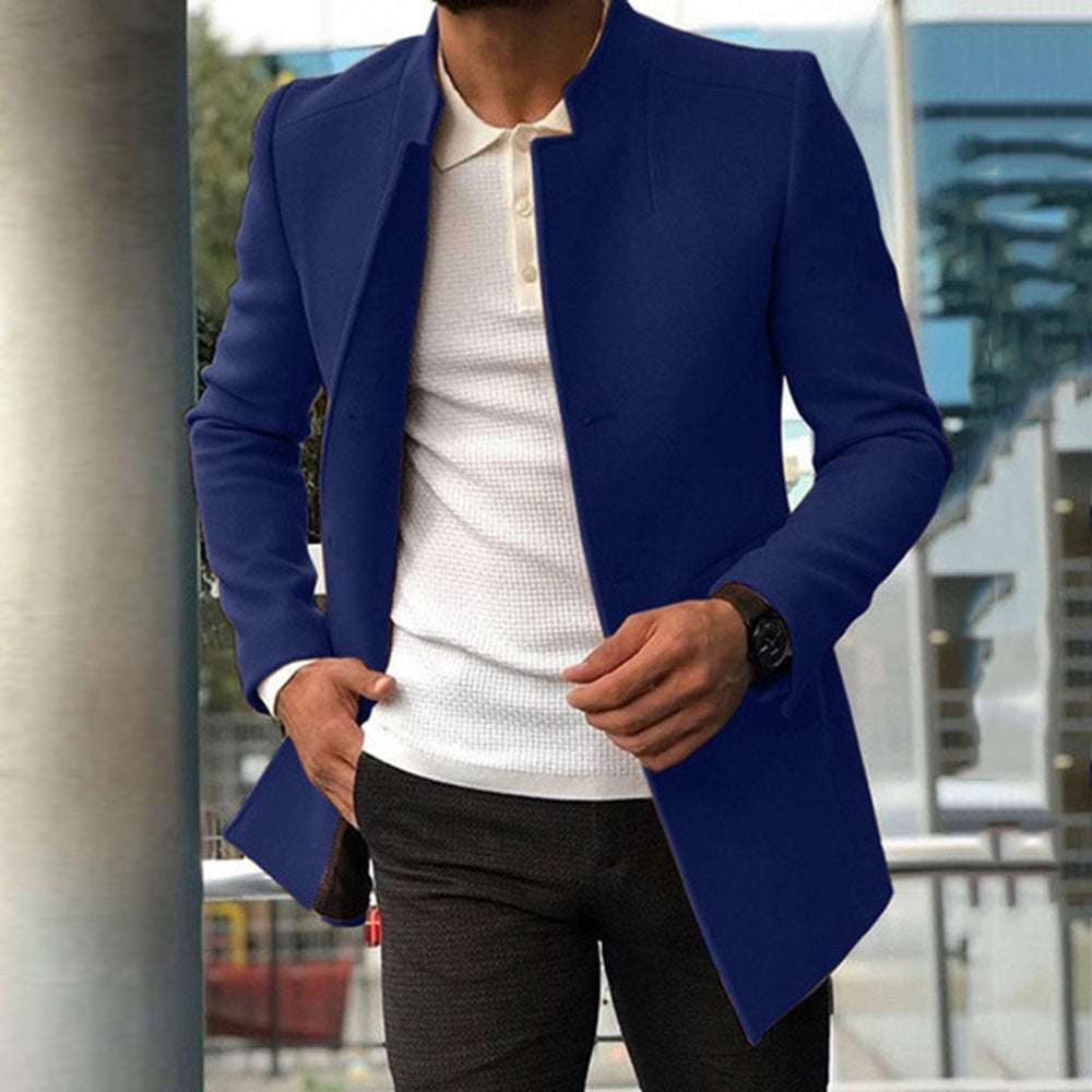 Herren moderner Blazer mit geradem Schnitt und elegantem Stehkragen ModeGeist