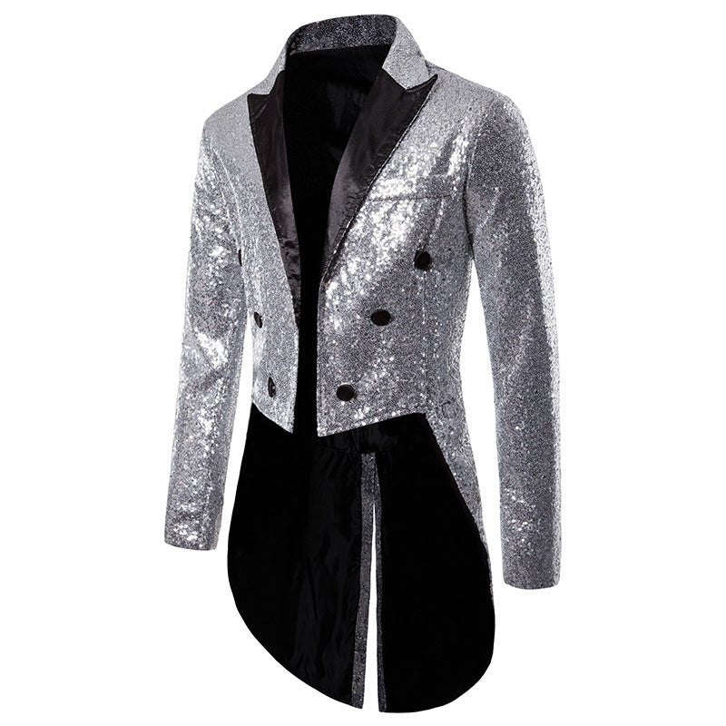 Herren Pailletten-Blazer im eleganten Schnitt mit asymmetrischem Design ModeGeist