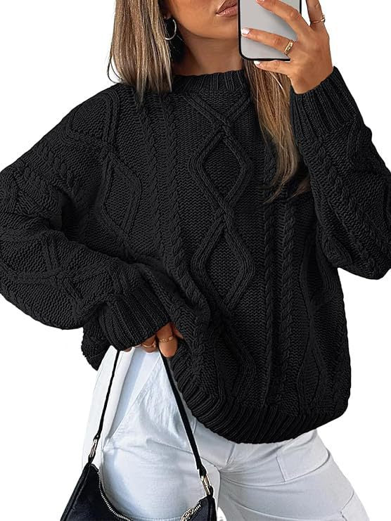 Damen Relaxed Strickpullover mit Zopfmuster ModeGeist