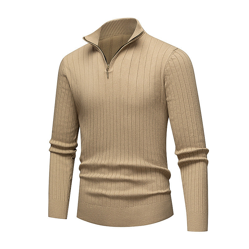 Herren hochwertiger Strickpullover mit modernem Stehkragen und Reißverschluss ModeGeist
