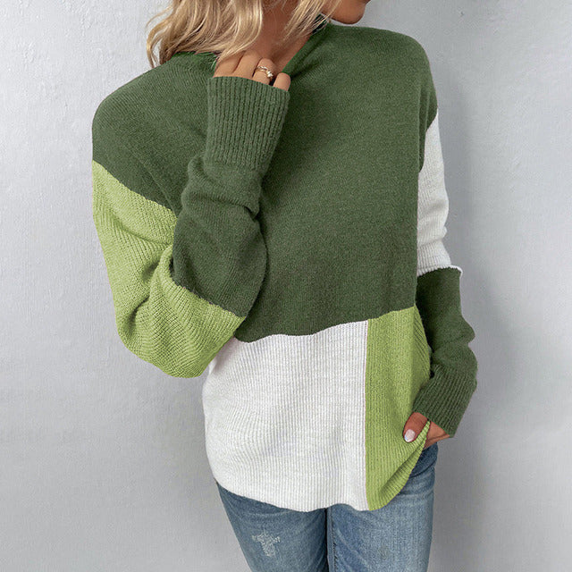 ModeGeist | Blockfarbener Pullover Acryl Stilvoll, Komfortabel