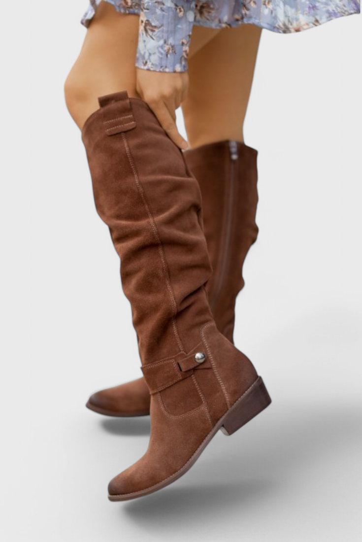 MODEGEIST Damen Hohe Stiefel Retro-Design Klassisch