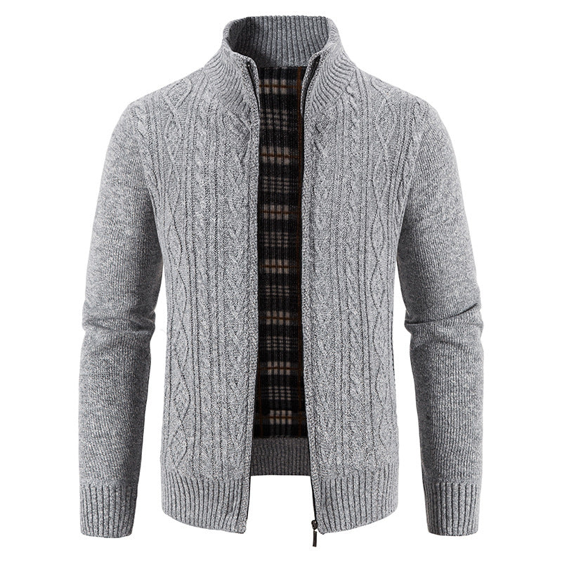 Herren Strickjacke mit hochschließendem Kragen und strukturiertem Design ModeGeist