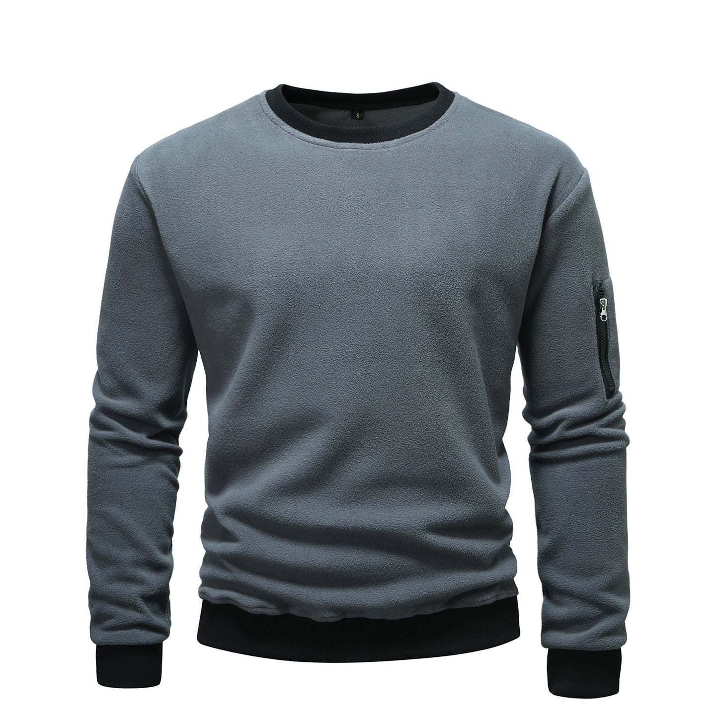 Herren kuscheliger Fleece-Pullover mit Reißverschlusstasche ModeGeist
