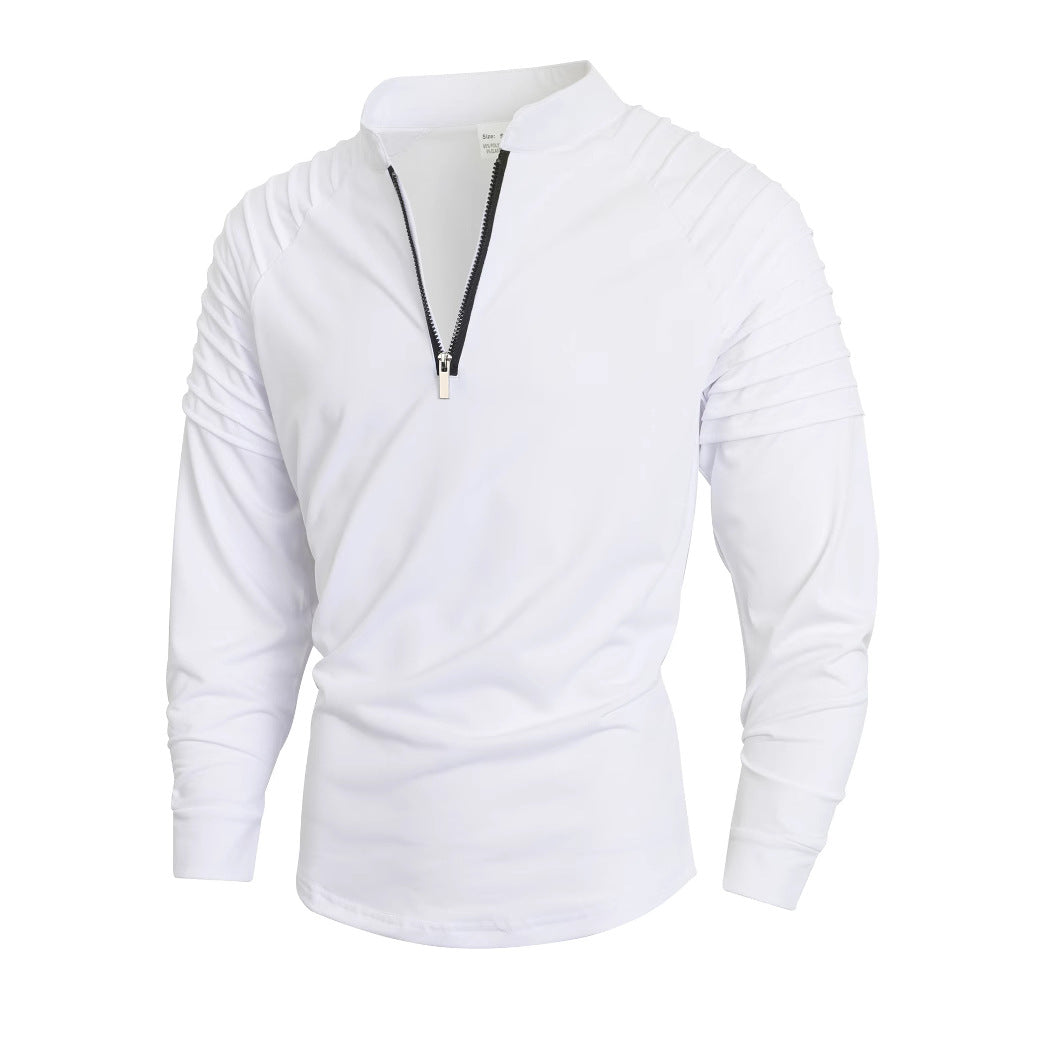 Herren Langarmshirt mit modernem Stehkragen und Reißverschluss ModeGeist