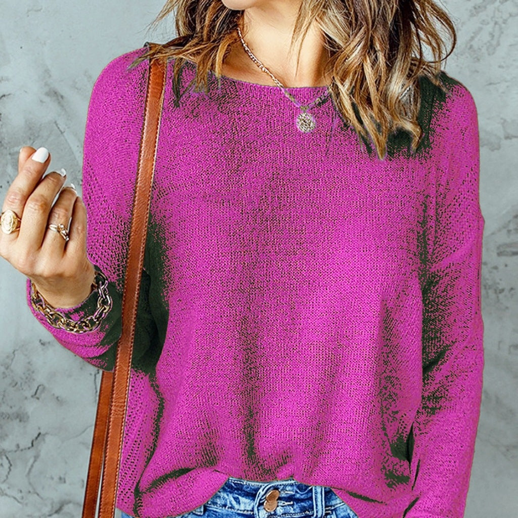 Damen Grober Strickpullover mit weitem Schnitt und dekorativem V-Ausschnitt ModeGeist