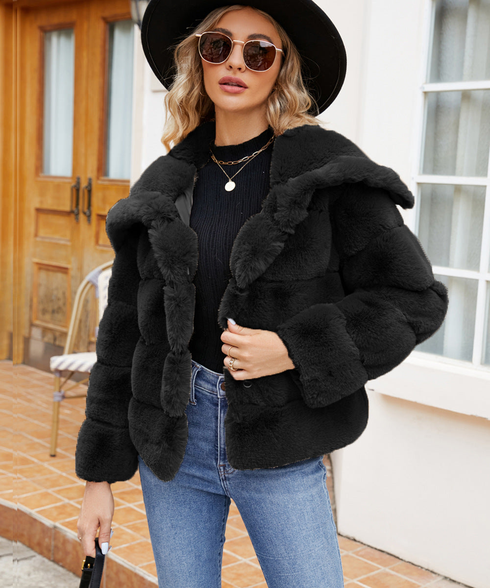 Damen Fleece-Puffjacke mit Kapuze ModeGeist