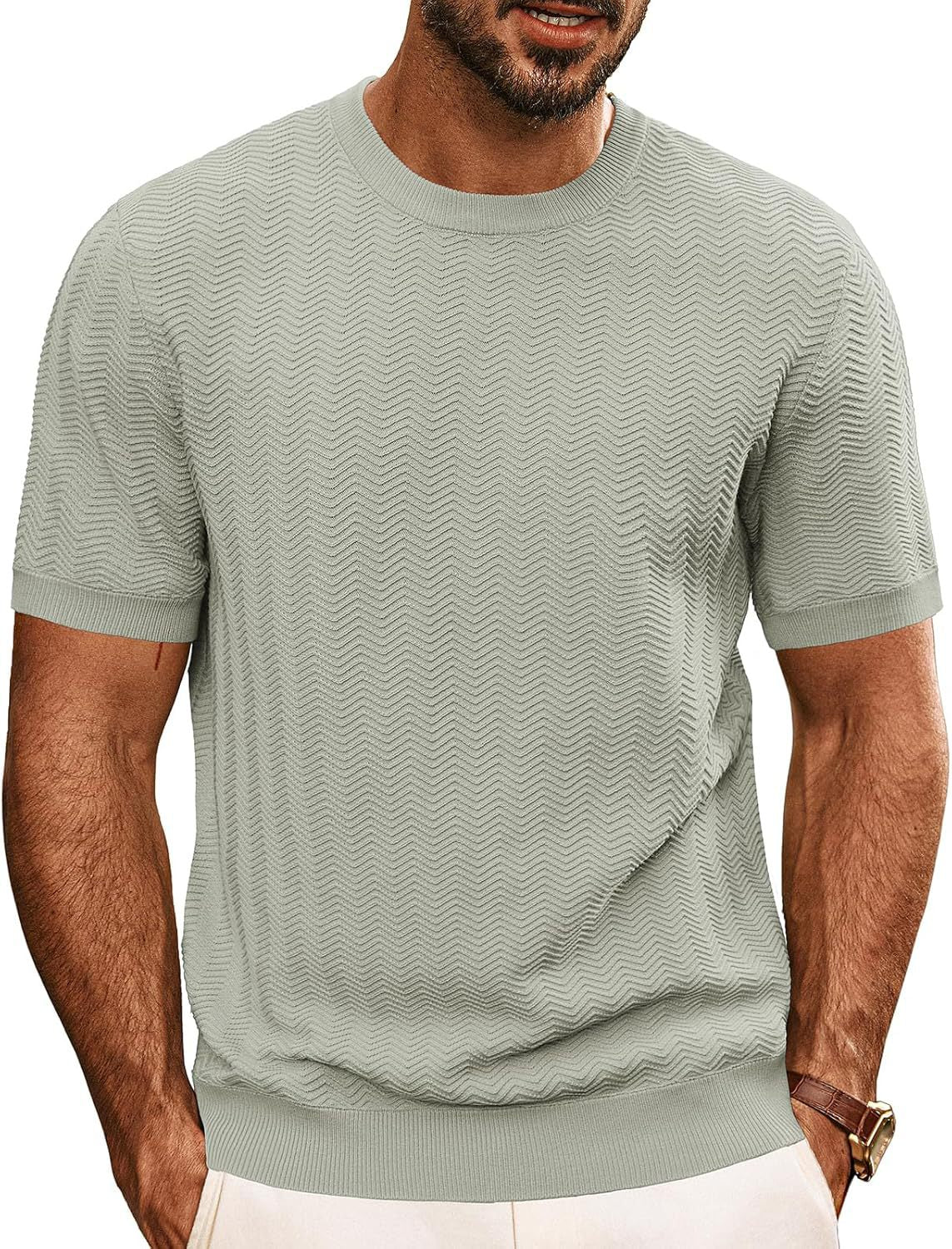 Herren strukturiertes Rundhals T-Shirt ModeGeist