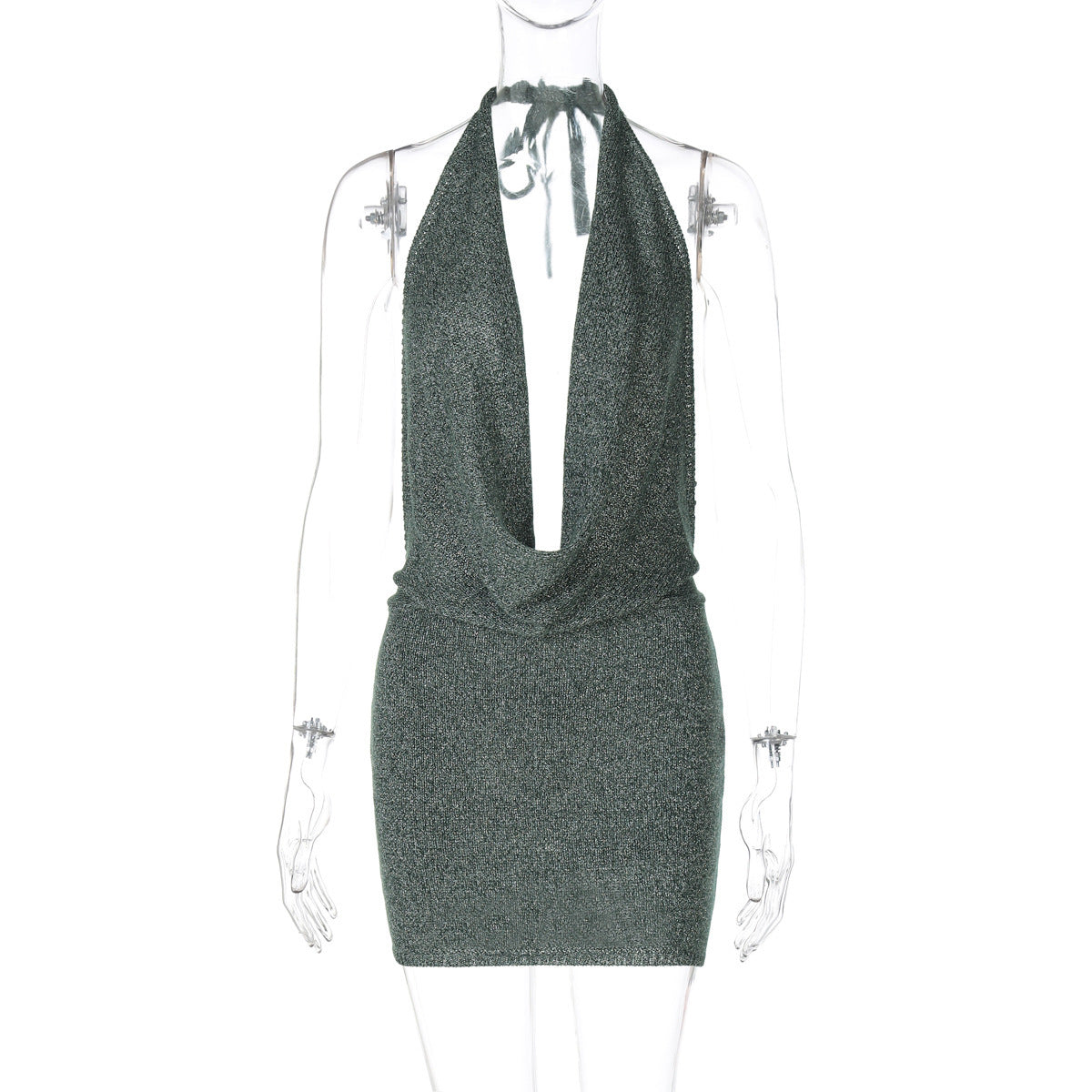 Elegantes Minikleid mit tiefem V-Ausschnitt und stilvollen Drapierungen von MODEGEIST