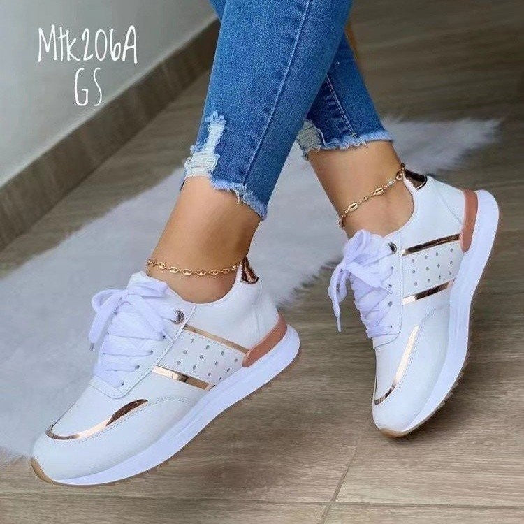 Sporty and elegant women's fitness sneakers with trendy metallic accents by MODEGEIST