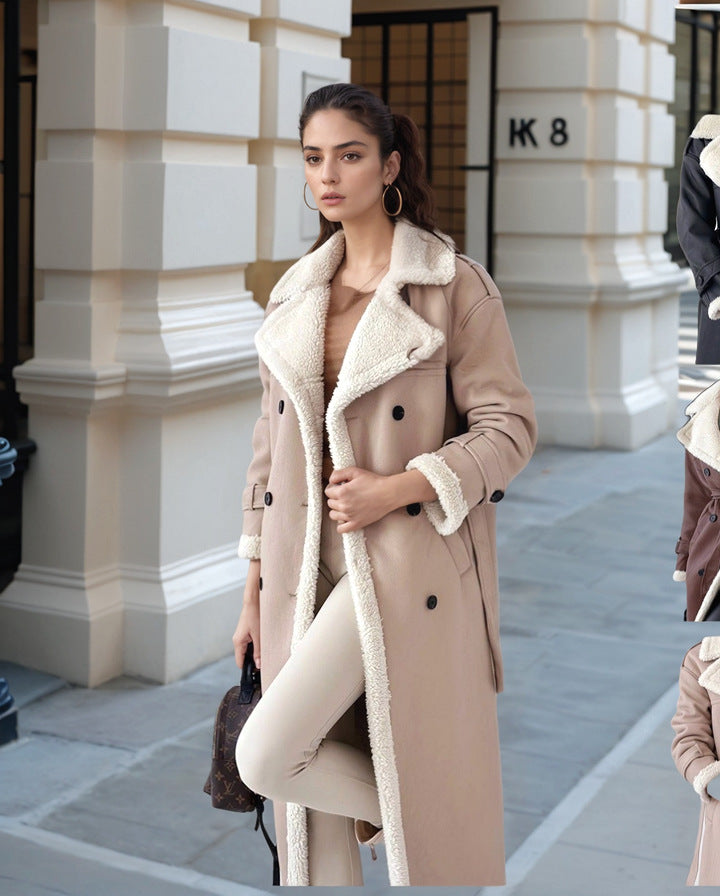 Damen gefütterter Longcoat mit schickem Kragen ModeGeist