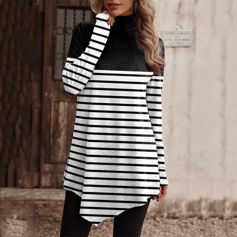 Damen Tunika mit floralem Design und hohem Kragen ModeGeist