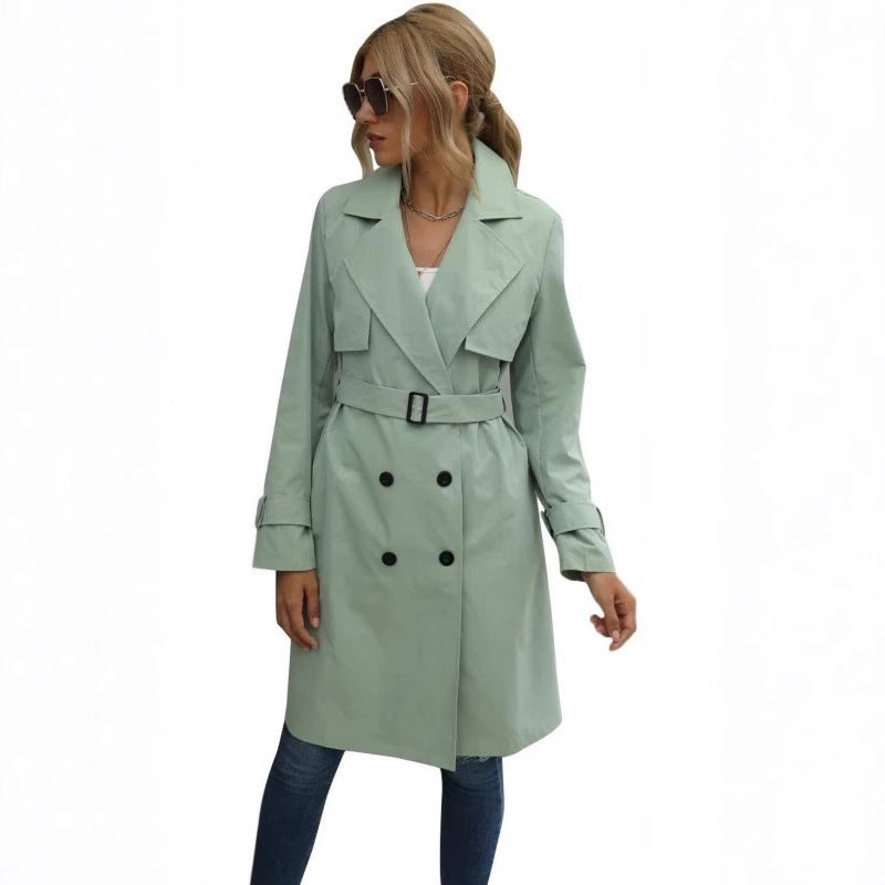 Damen Eleganter Trenchcoat mit doppelter Knopfleiste und schickem Kragen ModeGeist