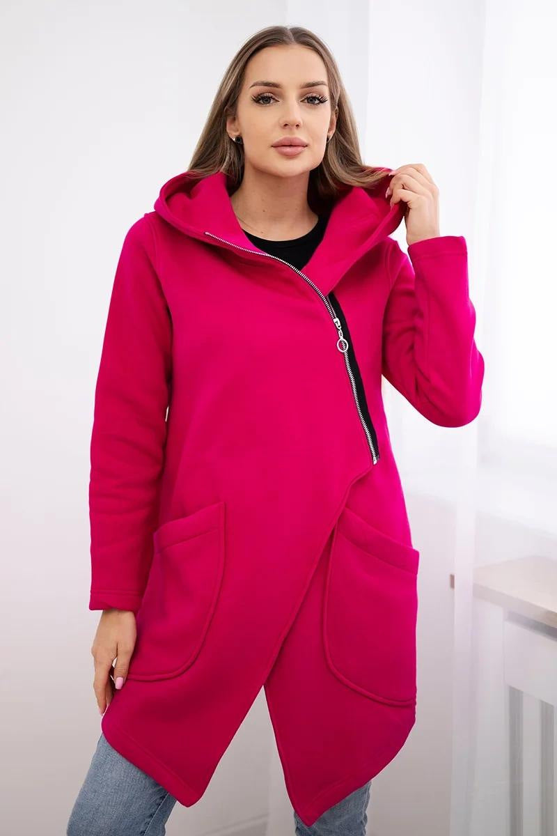 ModeGeist | Zip Kapuzenpullover mittellange Fleece Sweatjacke