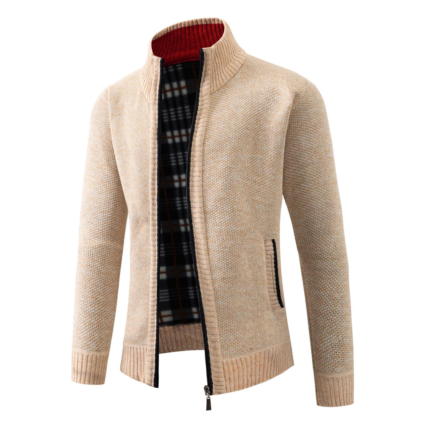 Herren Strickjacke mit modernem Stehkragen und klassischem Innenfutter ModeGeist
