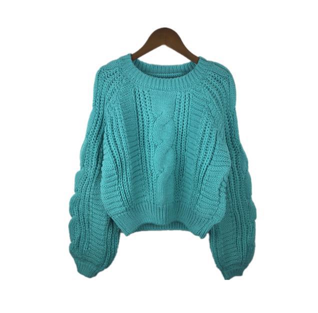 Damen Grobstrickpullover mit voluminösen Ärmeln und Zopfmuster ModeGeist