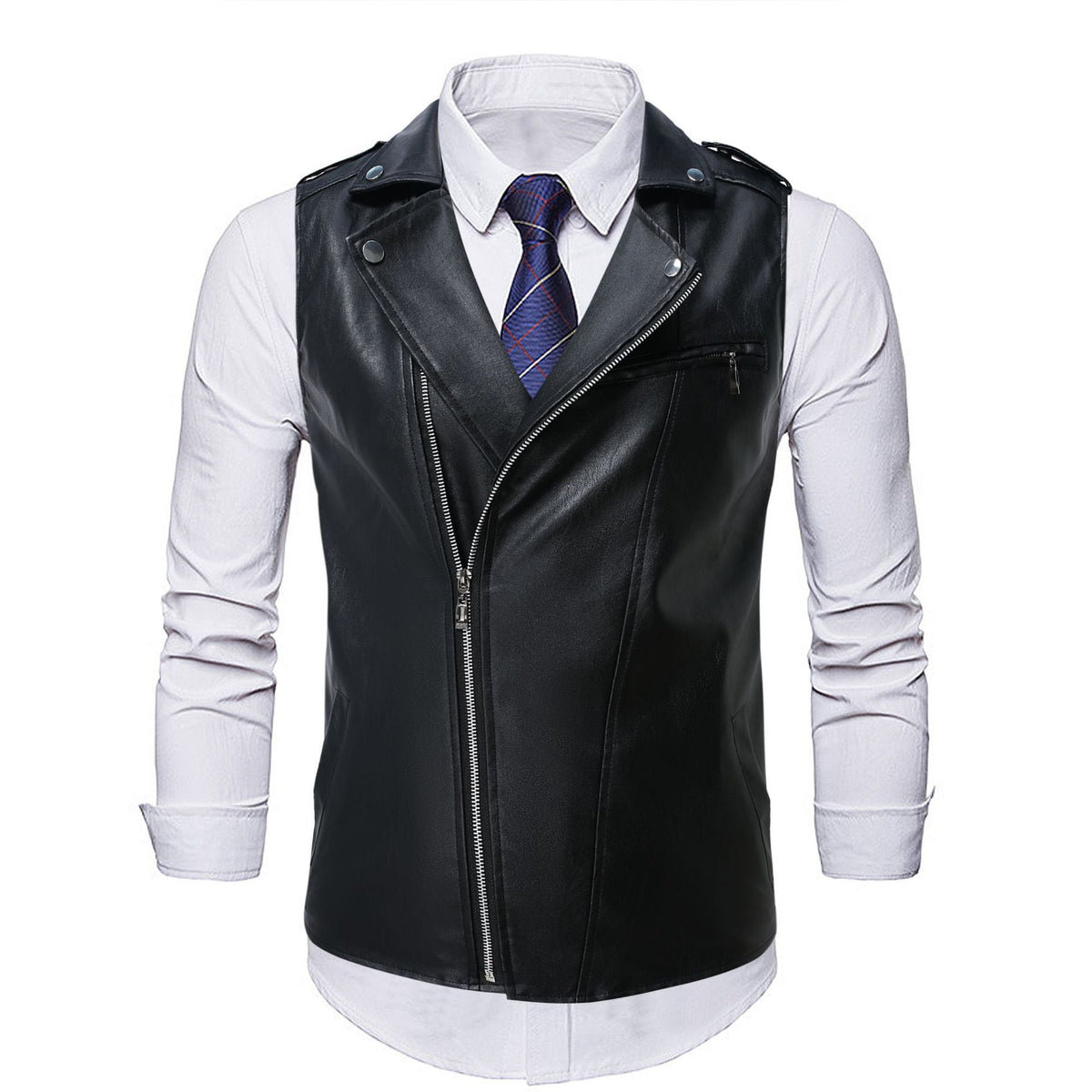 Herren lässige Bikerjacke aus hochwertigem mit asymmetrischem Reißverschluss ModeGeist