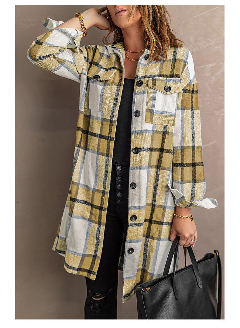 ModeGeist | Strick Lange Lässige Tweed Karo Jacke