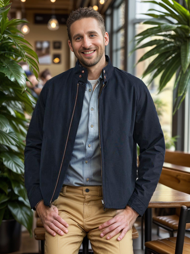 Herren moderne Bomberjacke mit innovativem Stehkragen ModeGeist