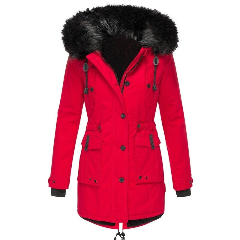ModeGeist | Lange Winterjacke mit Knopfverschluss für Damen Ideal für Die Kalte Saison