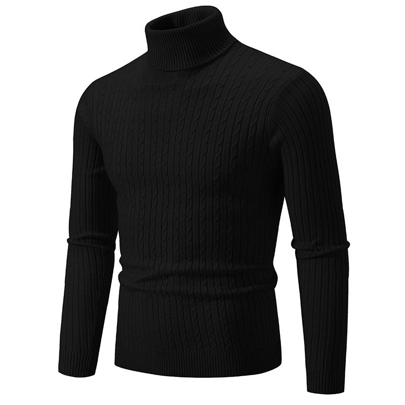 Herren Pullover mit hohem Kragen und strukturiertem Zopfmuster ModeGeist