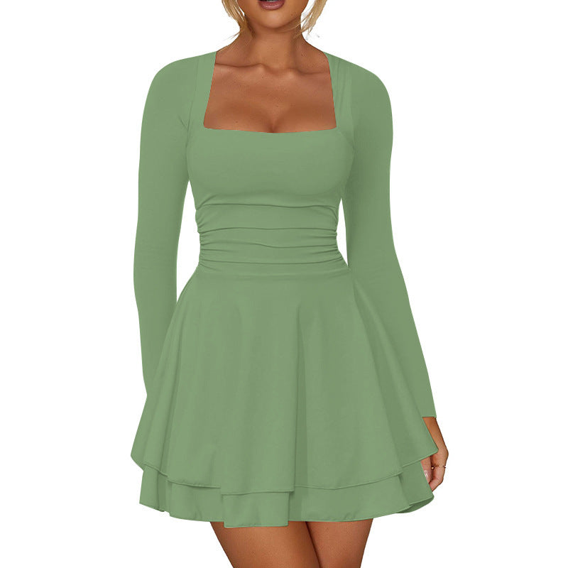 Damen Mini-Kleid mit langem Arm und verführerischem Rüschensaum ModeGeist