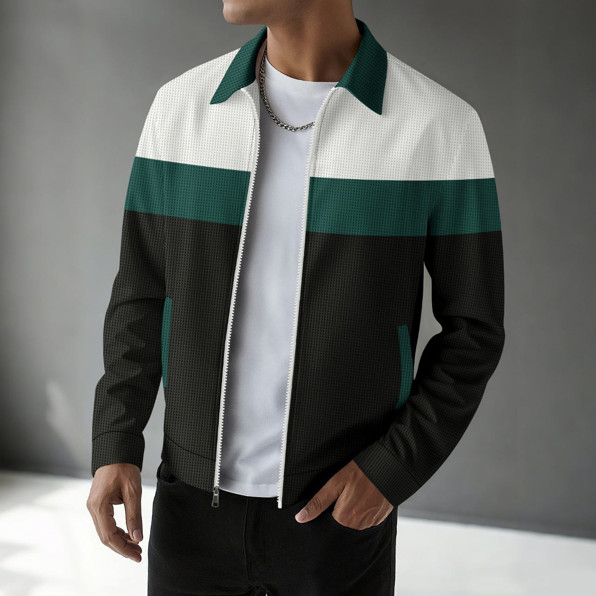 Herren modische Bomberjacke mit strukturiertem Design und Kontraststreifen ModeGeist
