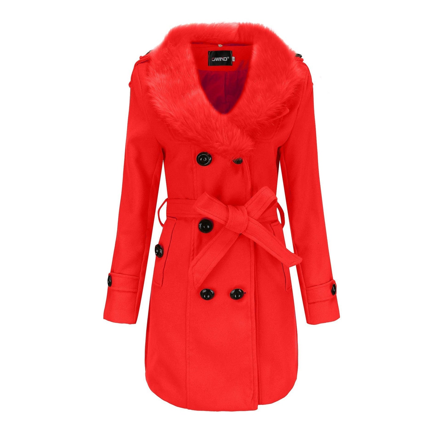 Damen Eleganter Trenchcoat mit abnehmbarem Fellkragen ModeGeist