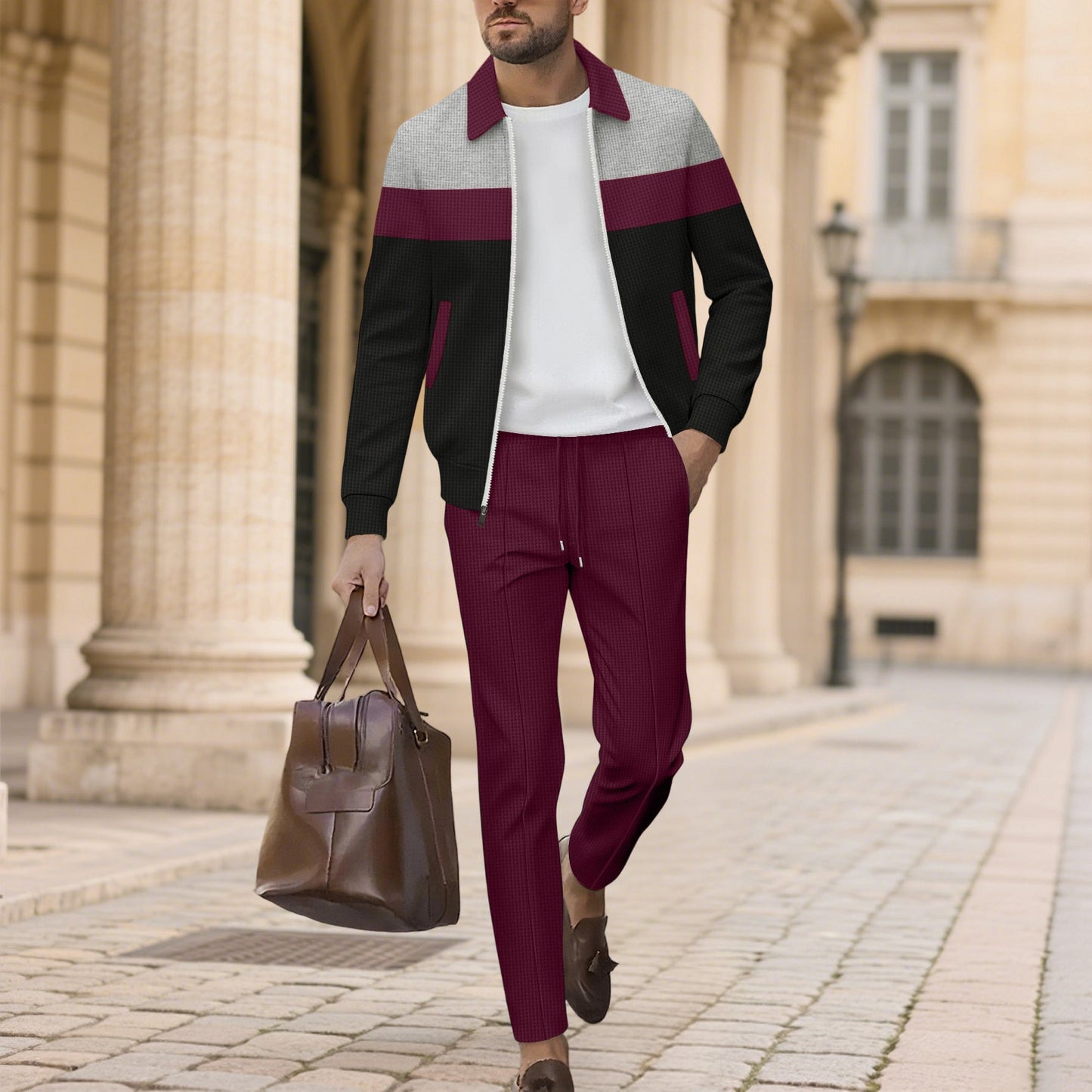 Herren Sportliches Ensemble aus atmungsaktivem Material mit gestepptem Design ModeGeist