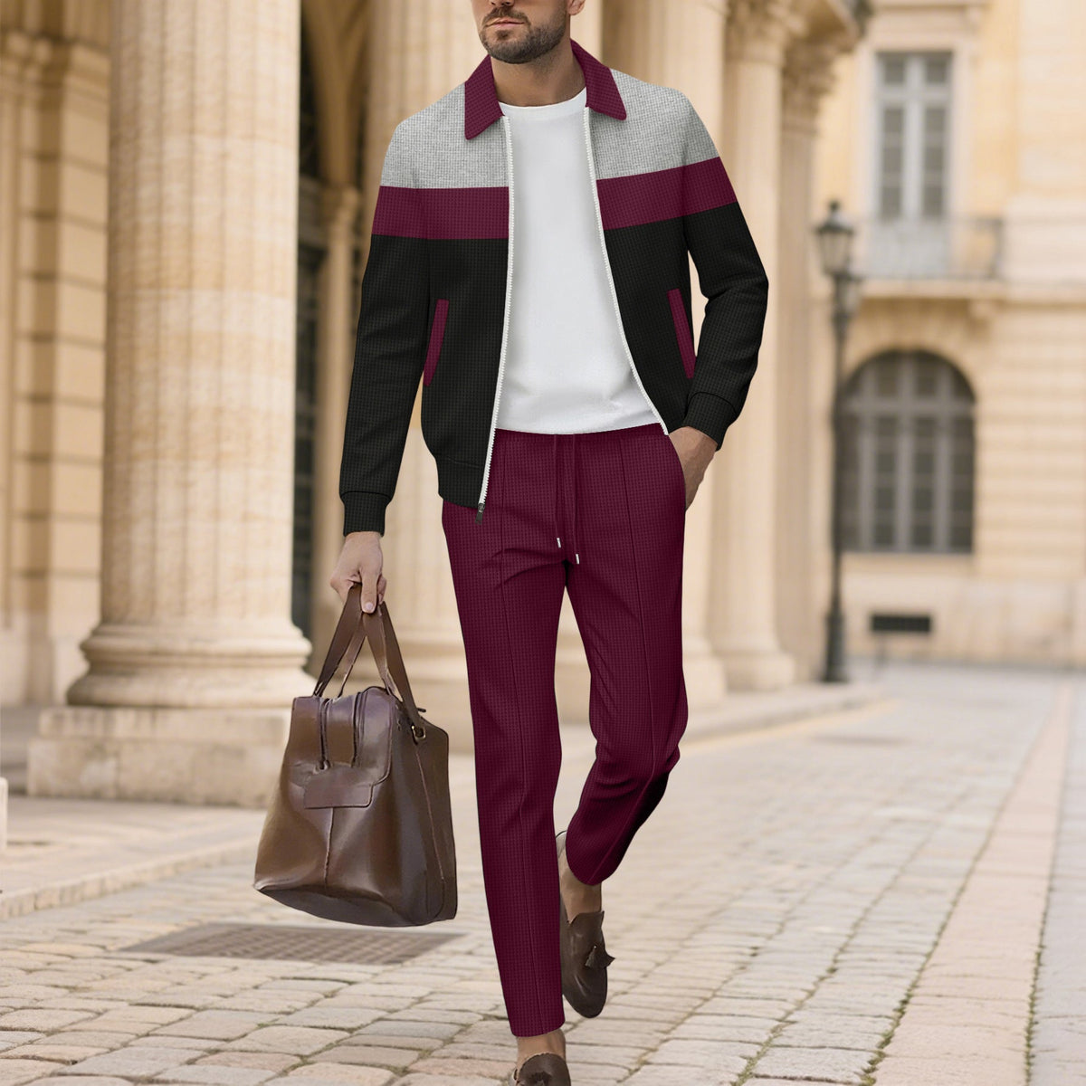 Herren Sportliches Ensemble aus atmungsaktivem Material mit gestepptem Design ModeGeist