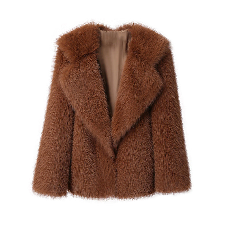 Damen Elegante Kunstpelz-Jacke mit weichem Kragen und modischem Schnitt ModeGeist