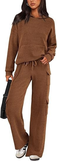 Damen Bequemes Lounge-Set mit Kapuze und weiten Hosen ModeGeist