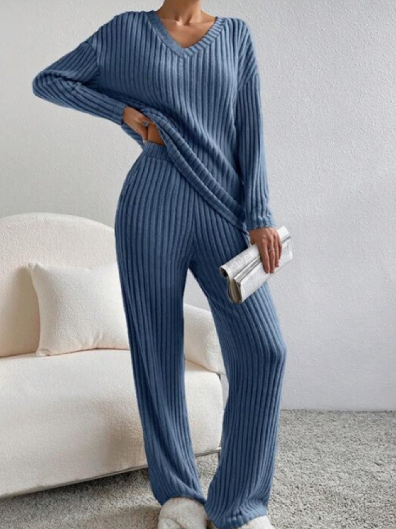 Damen Bequemes Lounge-Set mit Rippstruktur ModeGeist