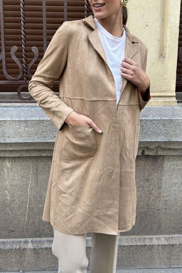 ModeGeist | Langer Wildleder Trenchcoat