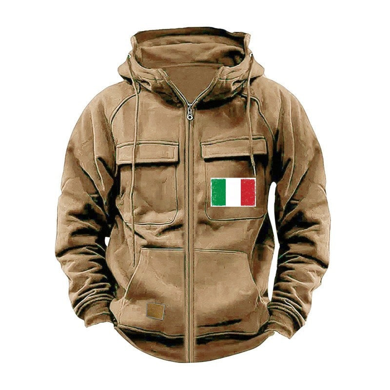Herren modische Kapuzenjacke mit praktischen Taschen und verstellbarem Kragen ModeGeist