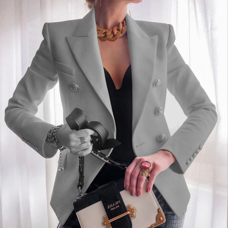 Damen Edler Blazer mit Goldknopf-Detail und klassischem Schnitt ModeGeist