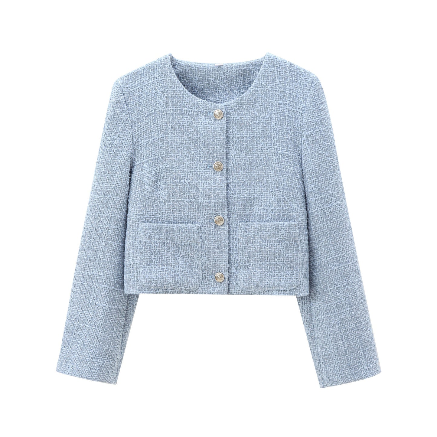 Damen elegante Kurzjacke im strukturierten Tweed-Stil mit praktischen Taschen ModeGeist