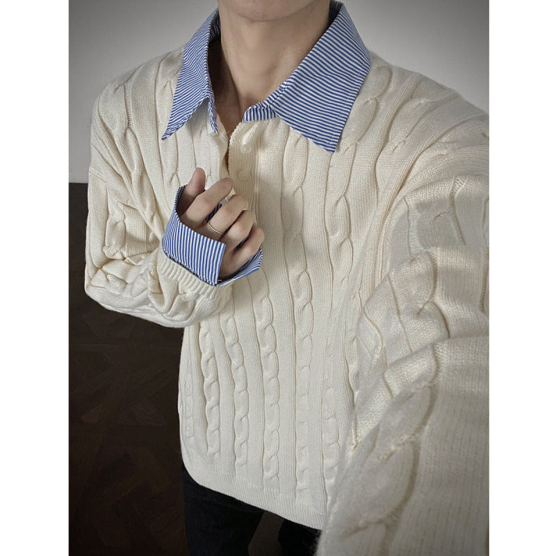 Damen Strickpullover mit hochwertigem Kabelmuster und Kragen ModeGeist