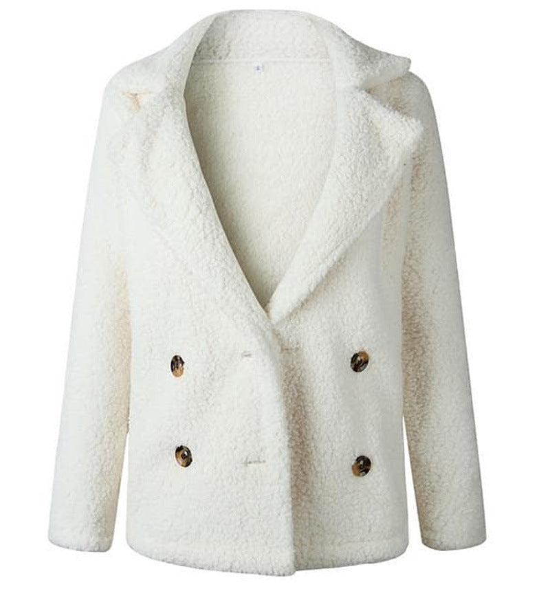 Damen Flauschiger Doppelreiher Blazer aus Kunstfell ModeGeist
