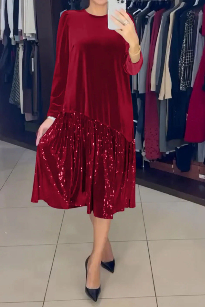 Elegantes Damen Freizeitkleid mit Paillettenrock und weichem Oberteil von MODEGEIST