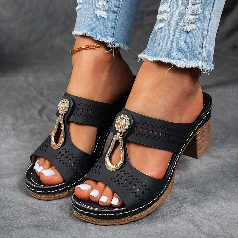 MODEGEIST Damen Orthopädische Sandalen Keilabsatz Beige