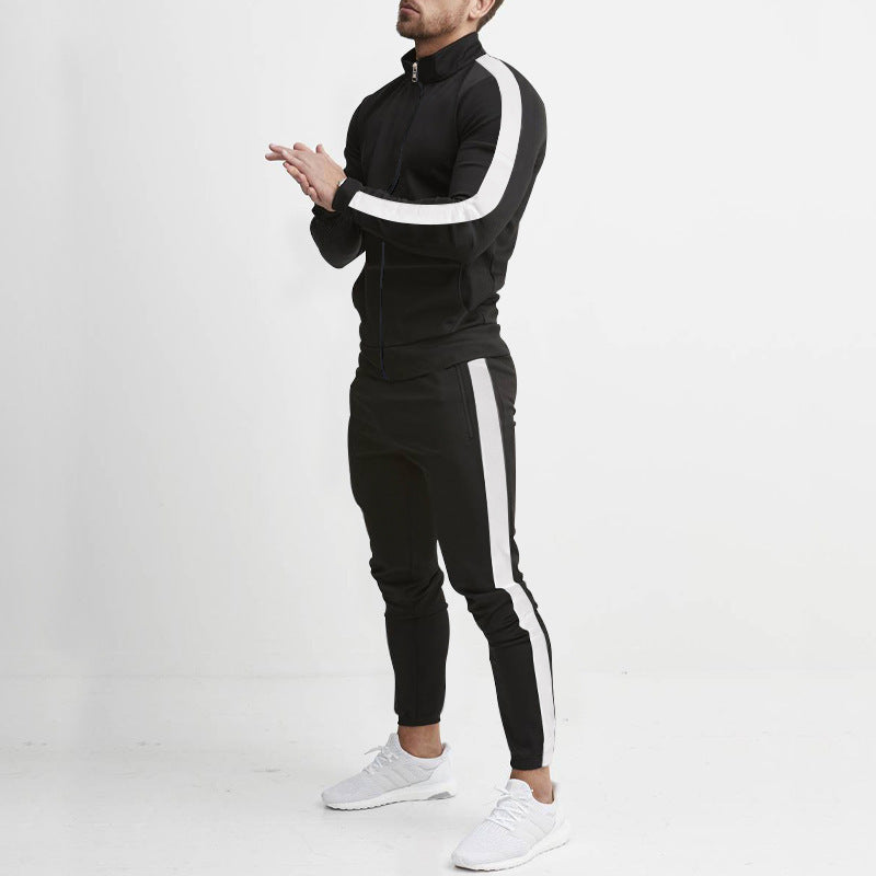 Herren Sportliches Trainingsanzug-Set mit hochgeschlossenem Reißverschluss und Streifen-Details ModeGeist