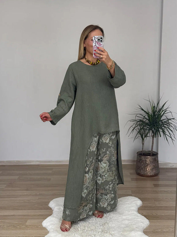 Damen Relaxed Fit Leinen Tunika Top ModeGeist