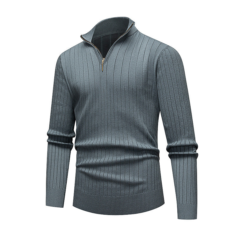 Herren hochwertiger Strickpullover mit modernem Stehkragen und Reißverschluss ModeGeist