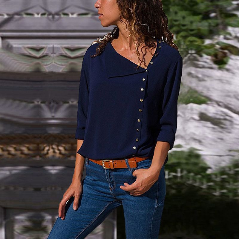 Damen Button-Up Relaxed Fit Bluse ModeGeist