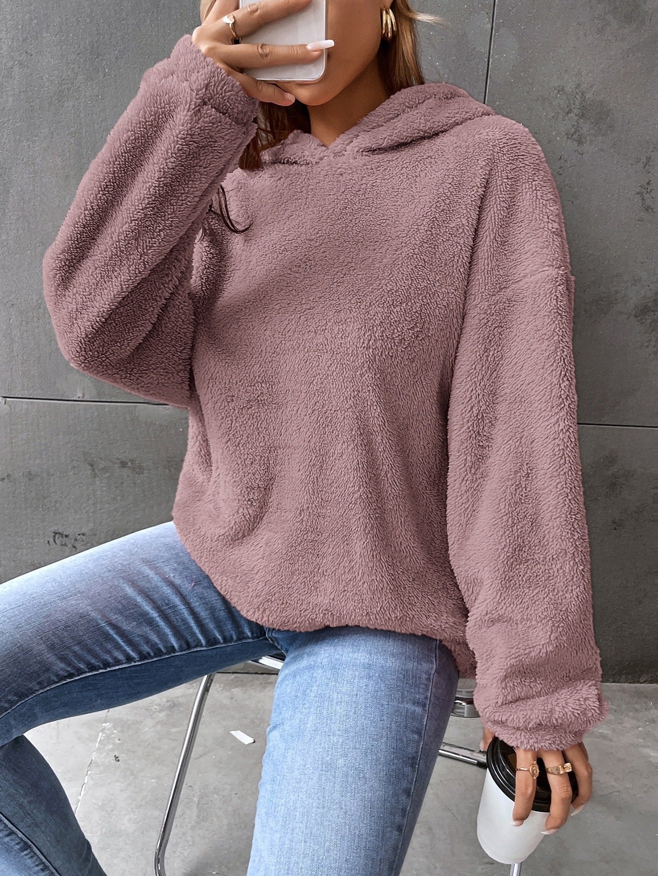Damen kuscheliger Hoodie aus hochwertigem Plüsch ModeGeist