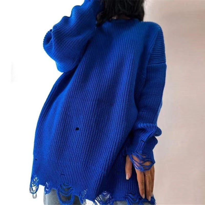 Damen Grobstrickkleid mit lässigem Schnitt und modischen Details ModeGeist