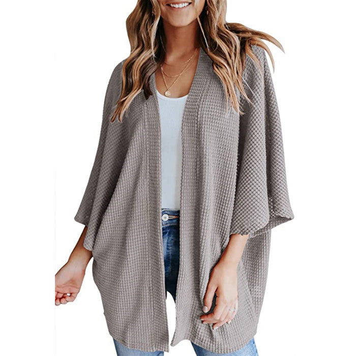 Damen lässiger Strickjacke im Waffelmuster ModeGeist