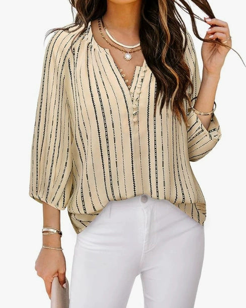 Elegante Damenbluse mit Streifen und Knöpfen von MODEGEIST